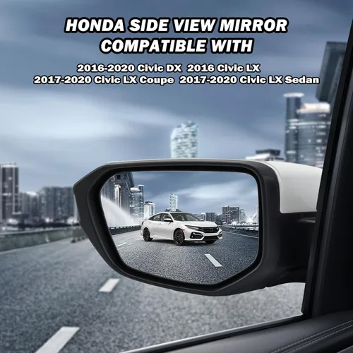 Miniatura 4 de Espejo lateral del conductor compatible con Honda Civic Coupe Sedan Hatchback 2016, 2017, 2018, 2019, 2020, 2021, espejo con cristal eléctrico, sin