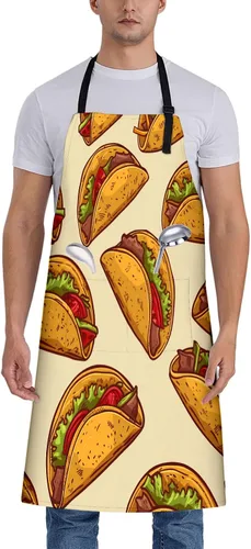Miniatura 9 de Cosmic Pizza - Delantal de gato para mujer, 28 x 33 pulgadas, delantales de cocina con 2 bolsillos, poliéster, bonito delantal de gato para cocinar