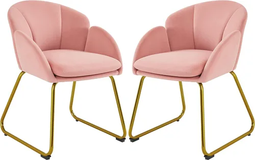 Miniatura 14 de Yaheetech Silla de terciopelo para sala de estar, sillón en forma de flor con patas doradas, silla lateral tapizada para tocador, sala de estar