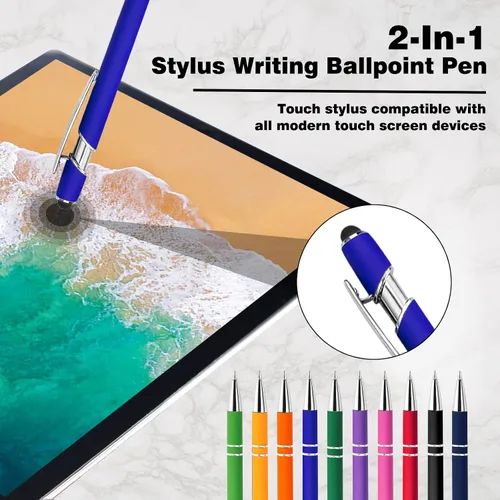 Miniatura 4 de Hasta 300 bolígrafos personalizados a granel con nombre personalizado con grabado gratis, puntas de lápiz capacitivo grabado, bolígrafo