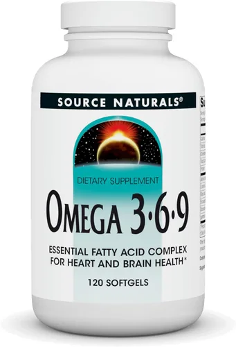 Source Naturals Omega 3-6-9, Complejo de ácidos grasos esenciales para la salud cardíaca y cerebral* - 120 cápsulas blandas