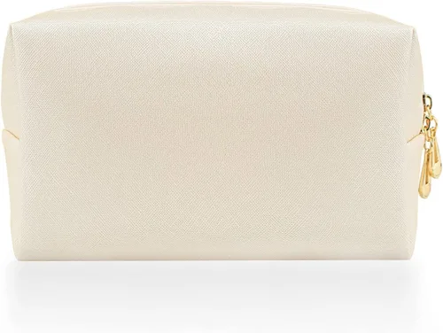 Pequeña bolsa de maquillaje portátil para mujeres, bolsa de maquillaje impermeable para viajes (beige, normal)