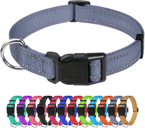 Miniatura 50 de TagME Collares de nailon reflectantes para perros, collar ajustable clásico para mascotas con hebilla de liberación rápida para perros pequeños
