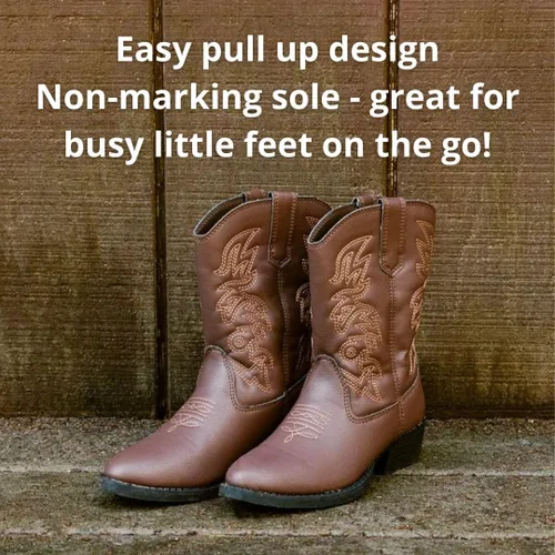 Miniatura 3 de Deer Stags Ranch - Botas cómodas estilo vaquero, fácil de poner, para niños., Marrón, 3 niño