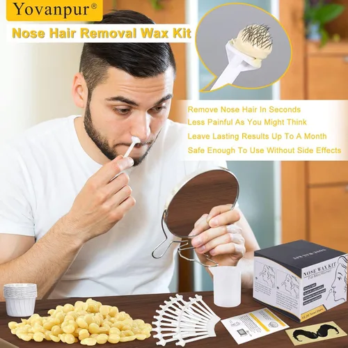 Miniatura 2 de Kit de cera para nariz para hombres y mujeres, kit de depilación nasal Yovanpur con 100g de granos de cera para el pelo de la nariz (15-20 USOS), 20