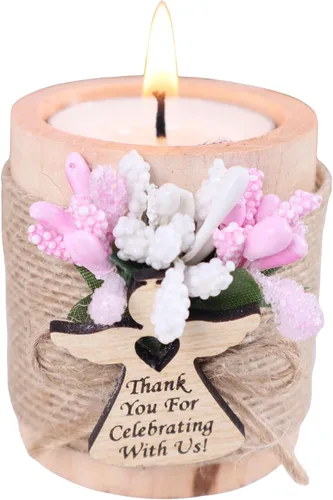 Miniatura 12 de HTF Paquete de 10 Decoraciones Navideñas Portavelas de Madera para Velas de Té, Regalo para Compañero de Trabajo, Feliz Año Nuevo, Velas de Navidad