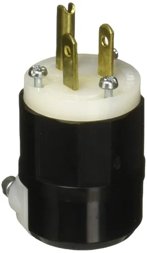 Leviton 5266-C negro-blanco, 15 amperios, 125 voltios, grado industrial, enchufe, hoja recta, conexión a tierra, 1 paquete