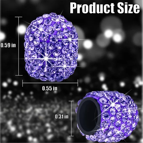 Miniatura 2 de 4 tapas de válvula de vástago de neumático con diamantes de cristal brillante, a prueba de polvo, tapas universales para válvulas de neumáticos