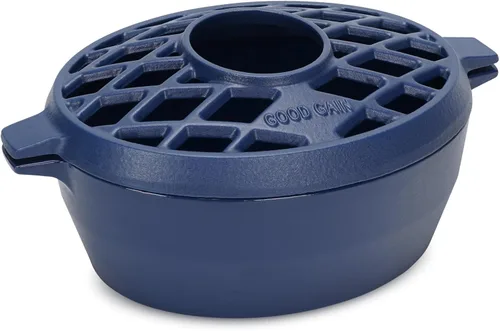 G Good Gain Vaporizador de estufa de leña, humidificador de chimenea, humidificador de hierro fundido para estufa, acabado azul mate, resistente a