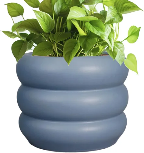 Miniatura 18 de Maceta de cerámica SQOWL para plantas de 8 pulgadas - Maceta de interior con orificio de drenaje para plantas de exterior, maceta floral moderna