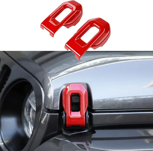 Miniatura 13 de RT-TCZ Cubierta de pestillo de capó, soportes exteriores de bloqueo de capó, accesorios de decoración de ABS para Jeep Wrangler JL JLU y Gladiator