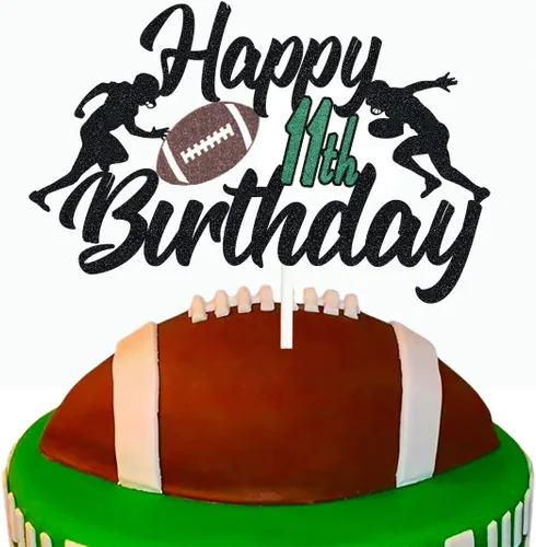 Miniatura 3 de Decoración para pastel de fútbol de 15 años, decoración de fiesta de cumpleaños de 15 años, decoración de pastel de escena de jugador de rugby