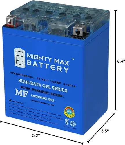 Miniatura 9 de Mighty Max Battery YTX14AH-BS GEL reemplaza Polaris 325 Sportsman Magnum LT-F250, CB750