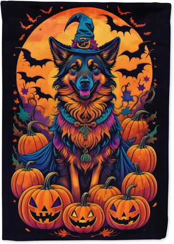 Miniatura 19 de Caroline's Treasures DAC1466GF - Bandera decorativa para jardín de Halloween de Affenpinscher Witchy para jardín, decoración para patio exterior