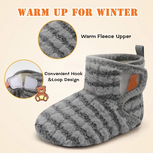 Miniatura 2 de BARERUN Pantuflas para niños y niñas, zapatos de casa para bebés, botines de invierno de felpa acogedora para niños, pantuflas cálidas y ligeras