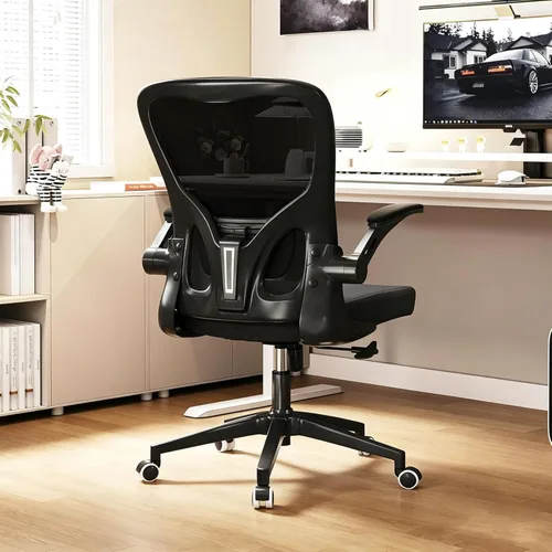 Silla de oficina ergonómica, silla de escritorio de malla con respaldo alto para computadora con altura ajustable, soporte lumbar, reposabrazos