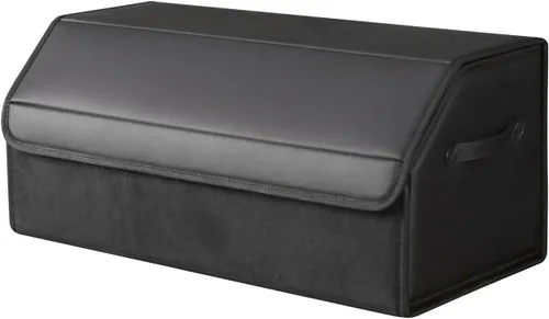 Miniatura 10 de Organizadores de coche y almacenamiento para SUV, organizador de maletero para sedán, caja elegante plegable de cuero con tapa, contenedores