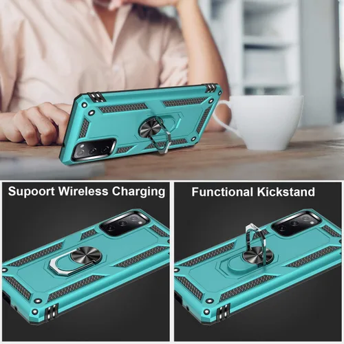 Miniatura 4 de LUMARKE Funda para Galaxy S20 FE con protector de pantalla, supera los 16 pies, probada en caídas, de grado militar, con soporte de anillo verde