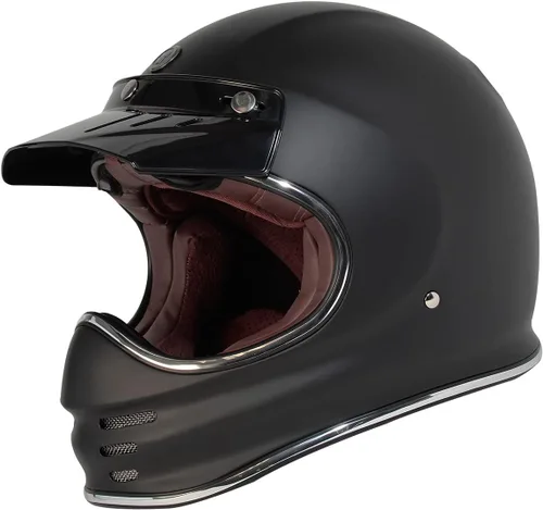 Miniatura 7 de TORC T3/Baja - Casco de motocicleta de fibra de vidrio retro clásico de cara completa con aprobación DOT y ECE Lealtad blanca brillante