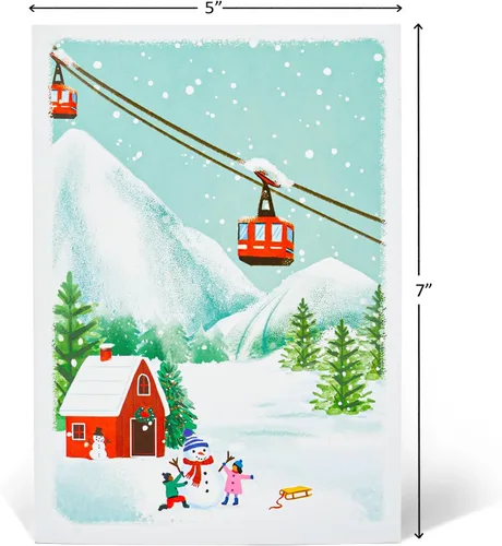 Miniatura 2 de POPWOW Tarjeta desplegable de vacaciones de montaña, Feliz Navidad, nieve, esquí, tarjetas de felicitación 3D, regalos para mujeres, hombres, niños