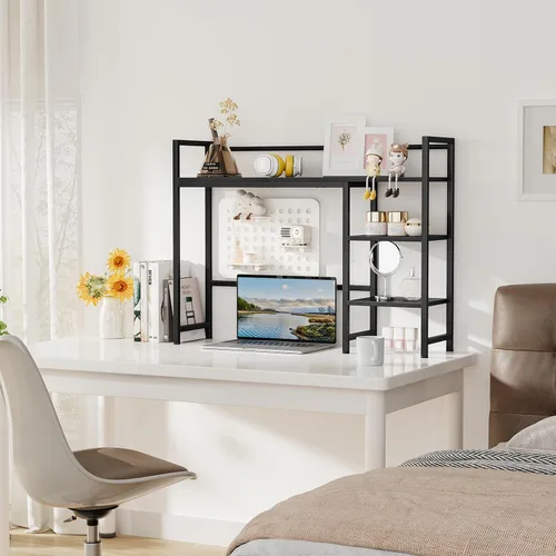 Miniatura 5 de Snughome Estante de Escritorio, Gabinete de Escritorio de 38.6" para Monitor de Computadora, Estante Organizador de Escritorio, Estante de Negro