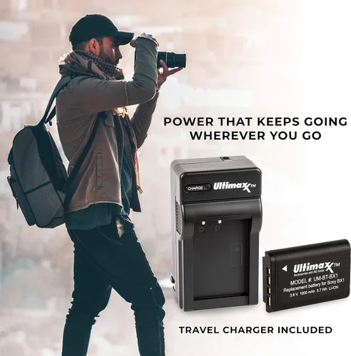Miniatura 7 de Ultimaxx Cargador rápido AC/DC para el hogar y viaje con 2 baterías BX1 de larga duración (1600 mAh) para Cyber-Shot DSC-HX95, HX99, HX350, RX1