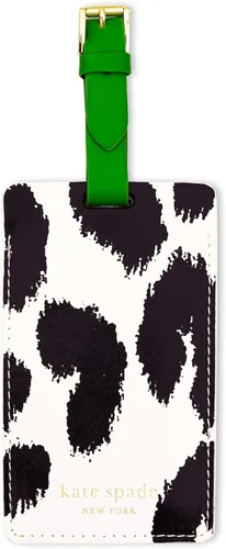 Kate Spade New York Bonita etiqueta de equipaje para mujer, etiqueta de maleta de cuero vegano duradera, identificador único de equipaje, leopardo