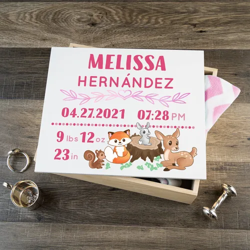 Miniatura 19 de Caja de recuerdo personalizada para bebé (huellas azules, regulares)