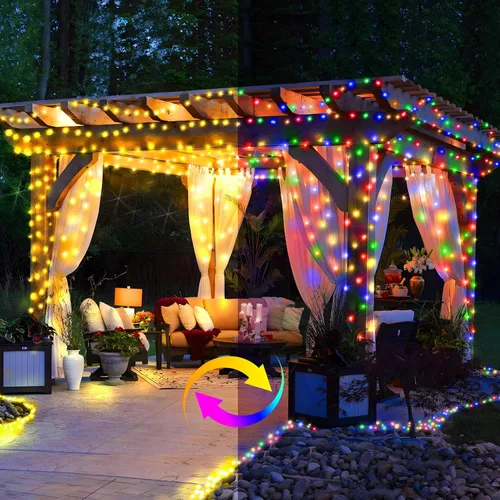Miniatura 2 de KNONEW 720 luces LED de Navidad de 337 pies para exteriores, luces de cadena de alambre transparente que cambian de color con 11 modos