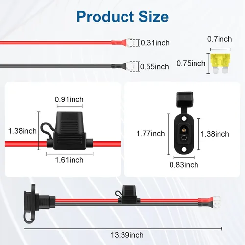 Miniatura 7 de Linkstyle 2 piezas de enchufe de alimentación SAE de 1 pie 10 AWG puerto de pared lateral a conector de junta tórica, cable de extensión SAE