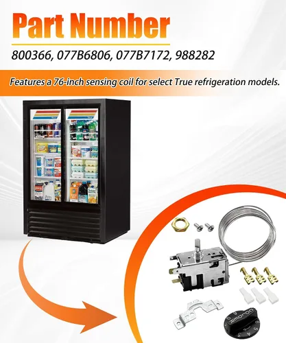 Miniatura 2 de 800366 Control de temperatura con accesorio compatible con refrigerador verdadero, reemplaza 077B6806, 077B7172, 988282 y más.