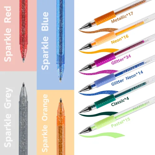 Miniatura 3 de Paquete de 202 bolígrafos de gel para libros de colorear para adultos, 104 bolígrafos de artista que incluyen 100 bolígrafos de colores, 4 104 Gel