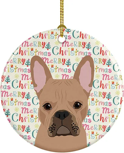 Miniatura 155 de Caroline's Treasures Bulldog Francés Azul de Navidad Adorno de Cerámica Decoraciones Colgantes para Árbol de Navidad para Hogar Navidad, Festividad