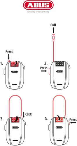 Miniatura 2 de ABUS Combiflex Cable Lock - Cerradura para asegurar esquís, casco, cochecito y equipaje - Viaje 49.2-49.2 in de largo - 0.118 in de espesor