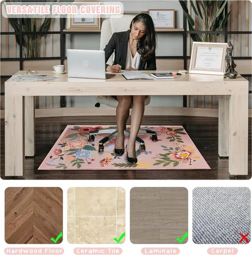 Miniatura 3 de Tapete para silla de oficina para suelo de madera dura, 36 x 48 pulgadas, alfombras de oficina para sillas rodantes de videojuegos, silla de Rosa