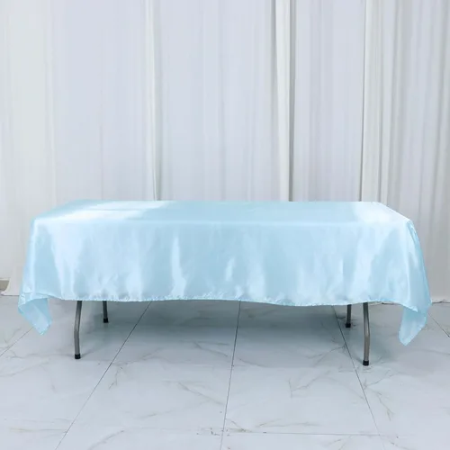 Miniatura 27 de Efavormart - Mantel rectangular de satén, 90 x 132 pulgadas, suave, oblongo, lavable, mantel decorativo de tela sedosa para bodas, fiestas, Plata