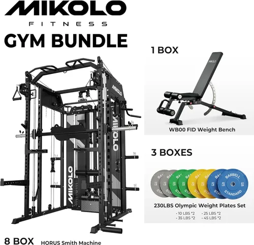 Miniatura 2 de Mikolo Smith - Máquina con pila de pesas, sistema de gimnasio en casa con sistema de gimnasio en casa con tracción LAT y cruce de cables, entrenador