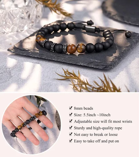 Miniatura 4 de UNGENT THEM Pulsera ajustable para hombre, aniversario, cumpleaños, Navidad, graduación, regalo para él, hombre, niños