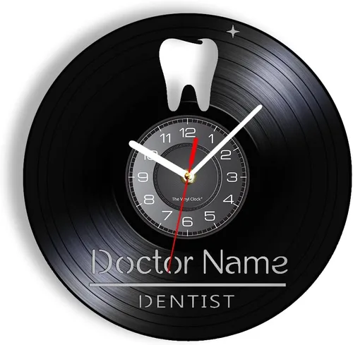 Reloj de pared de dentista de dientes de 12 pulgadas, reloj de pared silencioso de cuarzo sin tictac, funciona con pilas, vintage, decorativo, Sin