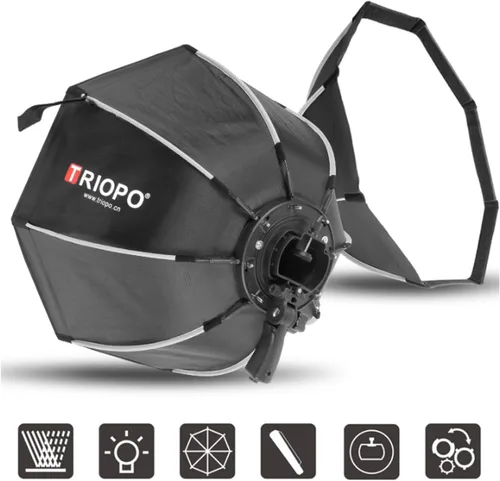 Miniatura 3 de Triopo Softbox 55 cm/21.6 pulgadas, paraguas octogonal para fotografía, para Godox V860II V860III V850II V850III TT600 TT685 TT685II YN560 III IV