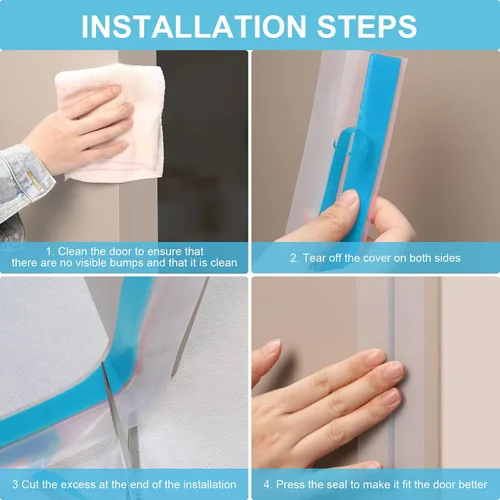 Miniatura 6 de Tapón de silicona para puerta, burlete en forma de T para puertas y ventanas, sello autoadhesivo (1.37 pulgadas x 16.5 pies, transparente)
