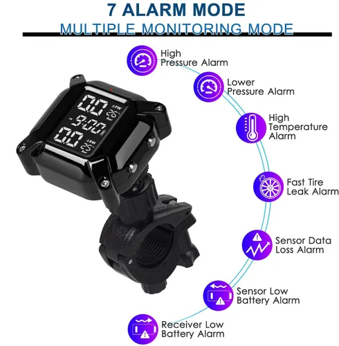 Miniatura 4 de Sistema de monitoreo inalámbrico de presión de neumáticos TPMS para motocicleta, IP67 impermeable a prueba de polvo inalámbrico TPMS para USB