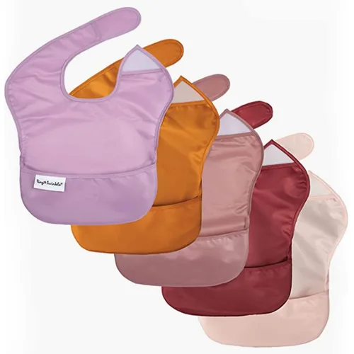Miniatura 29 de Tiny Twinkle Baberos a prueba de derrames para bebés para comer Baberos impermeables y lavables para niños pequeños con bolsillo para todo Juego