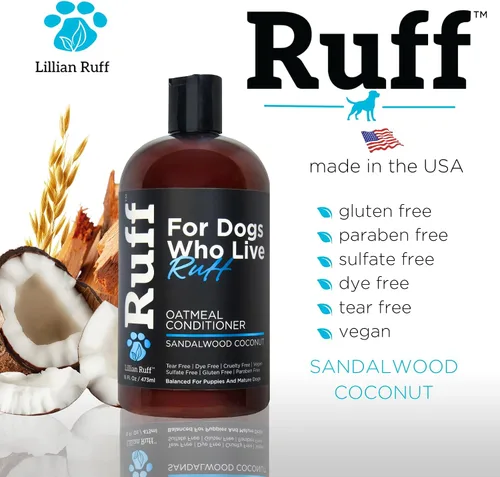 Miniatura 5 de Ruff by Lillian Ruff - Acondicionador de avena de coco y sándalo para perros, hidrata y calma la piel seca con picazón, promueve un pelaje