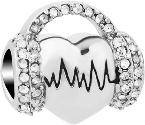 SexyMandala Corazón Encanto Electrocardiograma Cuentas para Pulseras y Collares Europeos