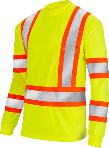 JORESTECH Camisa de trabajo de seguridad negra de manga larga - Alta visibilidad dos tonos amarillo/lime - ANSI/ISEA