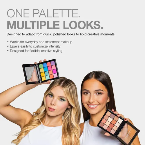 Miniatura 4 de Palladio Ultimate Pro Paleta de maquillaje de sombra de ojos, 16 colores de polvo de alta pigmentación, mate, brillo, acabados satinados