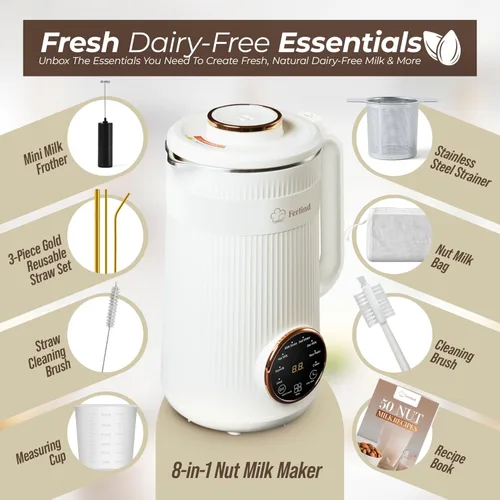 Miniatura 2 de NUEVO Fabricante de Leche de Nueces 8-en-1 para 32 oz de Leche de Almendra Casera, Leche de Avena, Leche de Soja, Leche de Coco Sin Lácteos, Bebidas