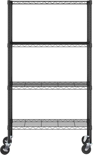 Miniatura 5 de Furinno Wayar - Carrito de almacenamiento de metal de 4 niveles con ruedas, 36 x 14 x 58 pulgadas, color negro