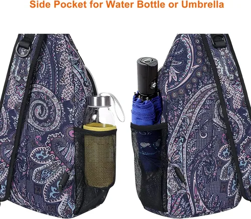 Miniatura 6 de MOSISO Mochila bandolera, bolsa de hombro cruzada con patrón de cuerda, bolsa de hombro cruzada de viaje, textura de tótem base azul marino